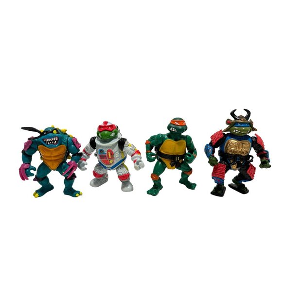 Vintage 1990's TMNT Space Cadet, Sewer Samurai Slash and  Michelangelo Figurines - Picture 1 of 5